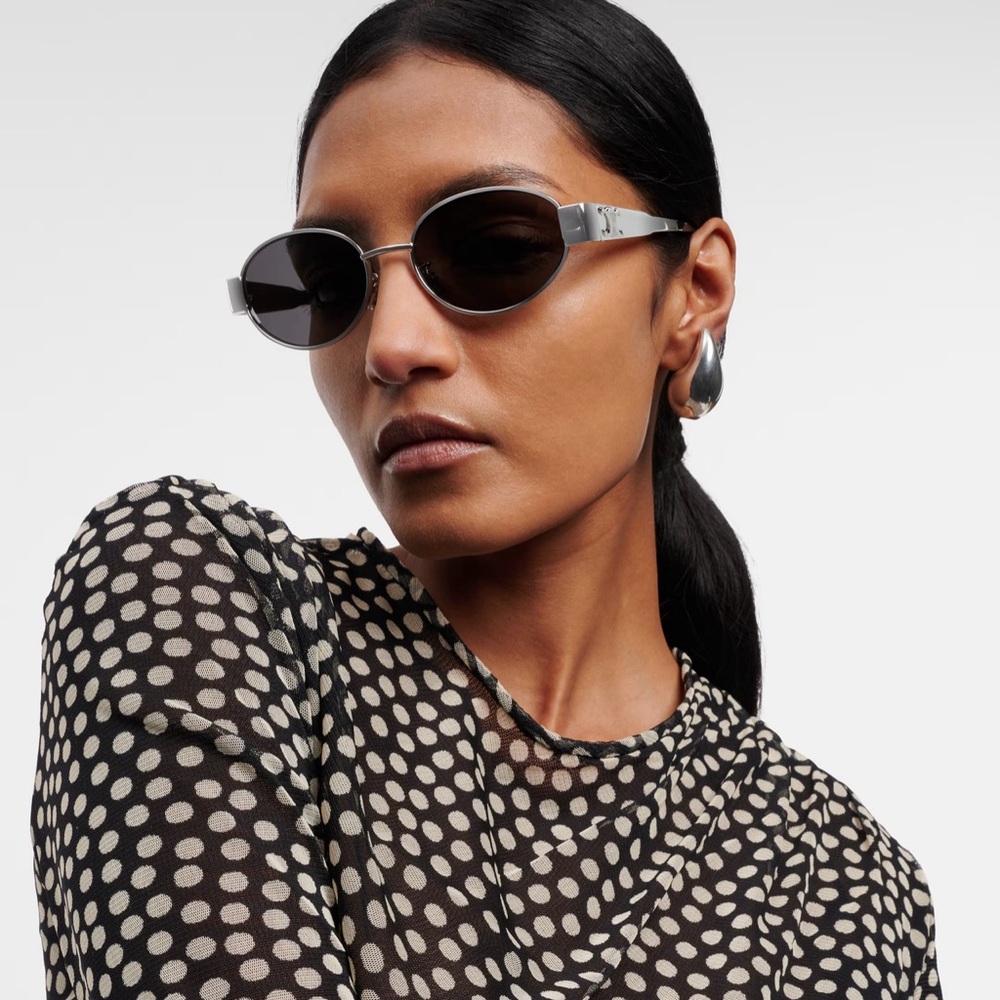 Celine Silver Oval Sunglasses
